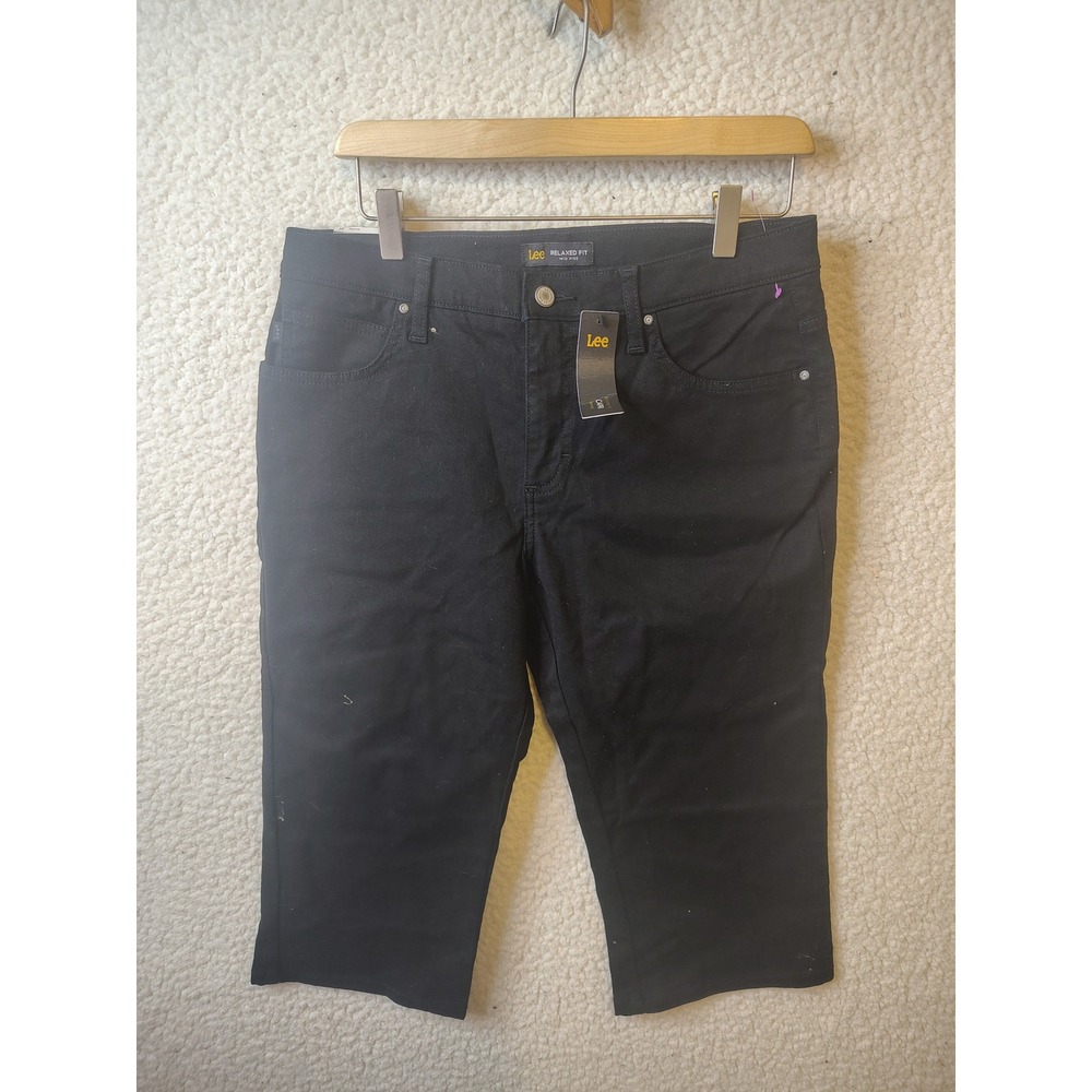 Lee Relaxed Fit Mid Rise Capri Jeans Black Petite 10 337720A